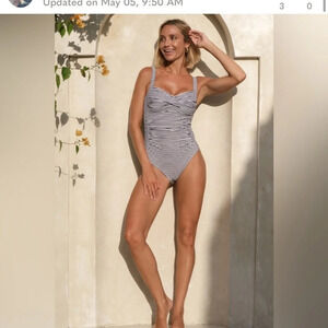 Niptuck Joanne One Piece Swimsuit Striped Black White Sz M
